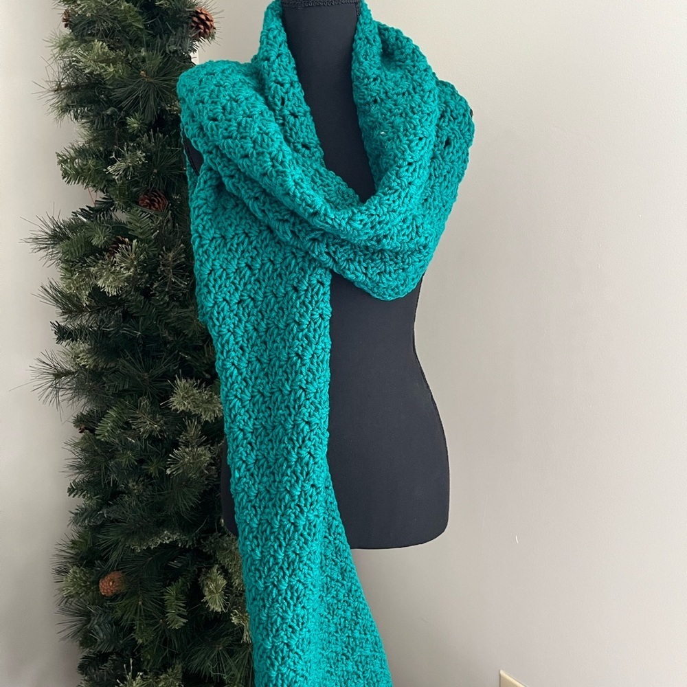 Chic Teal Crochet Scarf/Wrap/Shawl - Picture 3 of 5
